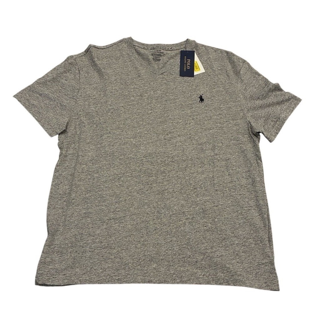 Polo Ralph Lauren Mens Grey V-Neck T-Shirt Classic Fit Pony Logo Size M